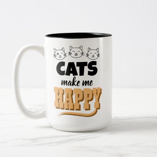 Katzen machen mich glücklich zweifarbige tasse (Links)