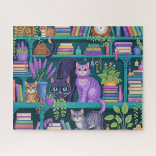 Katzen Magisches Bücherregal Puzzle