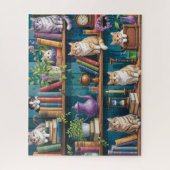 Katzen Magisches Bücherregal Puzzle (Vertikal)