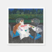 Katzen Mahjong im Garten spielen Serviette (Vorderseite)