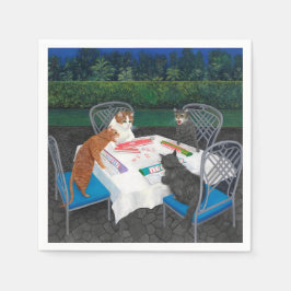 Katzen Mahjong im Garten spielen Serviette
