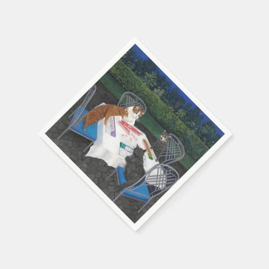 Katzen Mahjong im Garten spielen Serviette (Ecke)