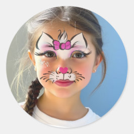 Katzen-Make-up-Klassischer-Rund-Sticker Runder Aufkleber