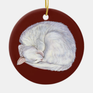 Katzen-Malereikunst des Schlafenschatzes weiße Keramikornament