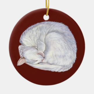 Katzen-Malereikunst des Schlafenschatzes weiße Keramikornament