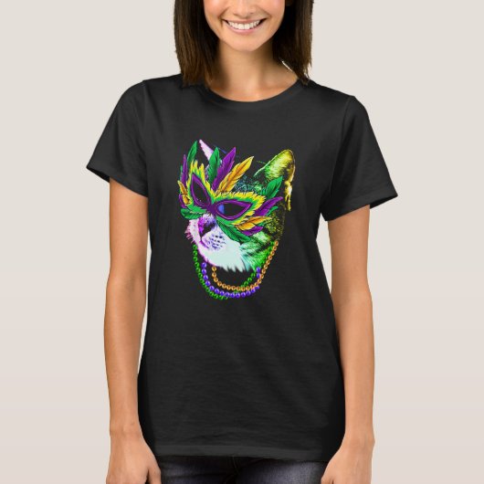 Katzen Mardi Gras T-Shirt (Vorderseite)
