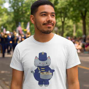 Katzen-Marschband Snare Drum Navy Blau Gold T-Shirt