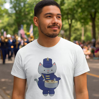 Katzen-Marschband Snare Drum Navy Blau Gold T-Shirt