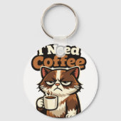 KATZEN-MEME „ICH BRAUCHE KAFFEE“ SCHLÜSSELANHÄNGER (Rückseite)