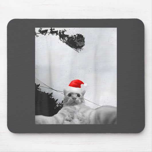 Katzen Meme Lustiges Katzen-Selfie mit Weihnachtsm Mousepad (Vorne)