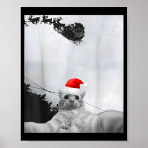 Katzen Meme Lustiges Katzen-Selfie mit Weihnachtsm Poster