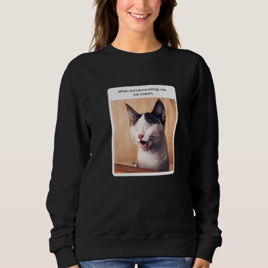 Katzen-Meme, wenn jemand mir Eis bringt Sweatshirt (Vorderseite)