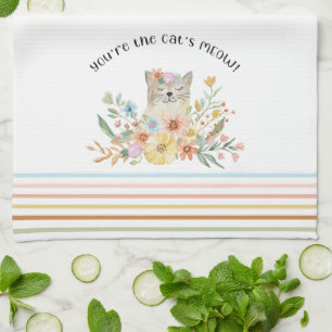 Katzen Meow Oma Niedlich Kitty Floral Pastell Geschirrtuch