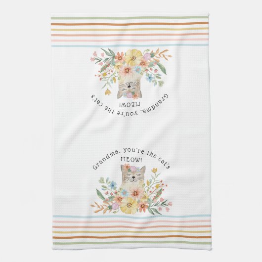 Katzen Meow Oma Niedlich Kitty Floral Pastell Geschirrtuch (Vertikal)