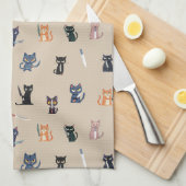 Katzen & Messer Küchentücher (Viertel Falte)