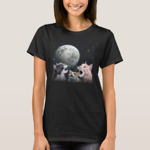 Katzen Miauen zum Mond Katze Weltraum Kätzchen Wit T-Shirt