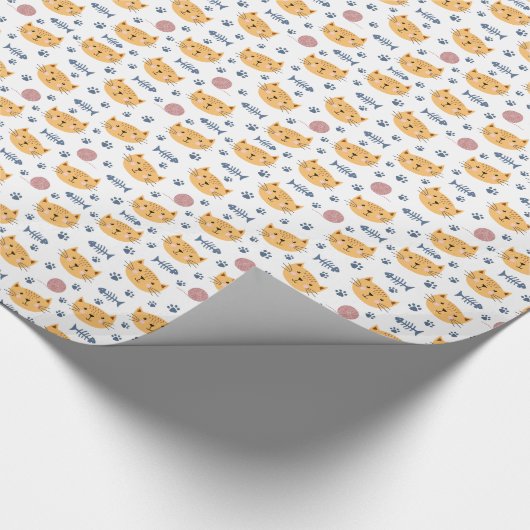 *~* Katzen-Miezekatze-Fischgräte-Garn-Ball Geschenkpapier (Ecke)