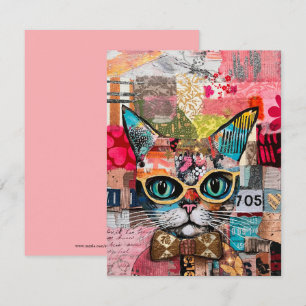 Katzen-Misch-Misch-Papier-Collage-Grußkarte Einladung