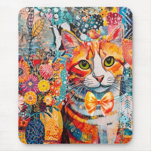 Katzen-Misch-Misch-Papier-Collage Mousepad (Vorne)
