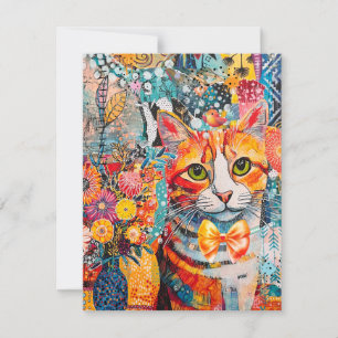 Katzen-Mischpapier-Collage-Grußkarte Karte