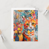 Katzen-Mischpapier-Collage-Grußkarte Karte (Vorderseite/Rückseite Beispiel)