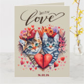 Katzen mit geklappter Liebe-Grußkarte Karte (Gelbe Blume)