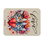 Katzen mit geklappter Liebe-Grußkarte Magnet (Horizontal)