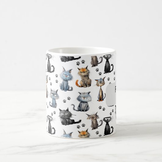Katzen mit grauenhaftem Muster mit Namen Kaffeetasse (Mittel)