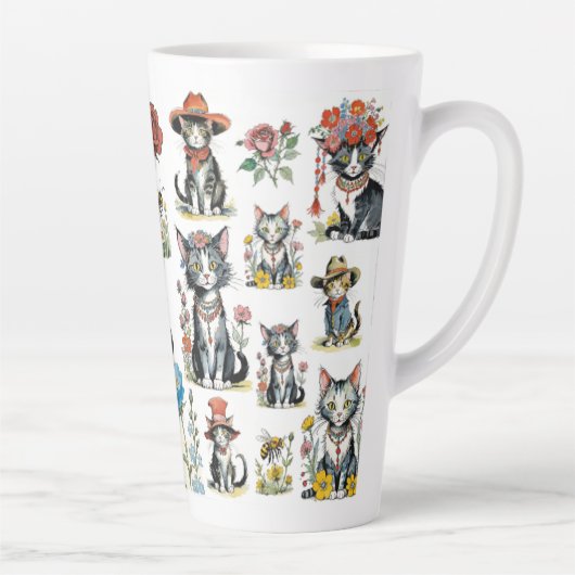 Katzen mit Hasen und Blume Milchtasse (Rechts)