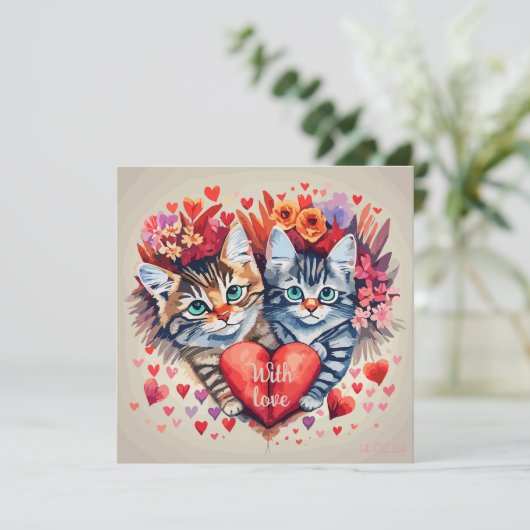 Katzen mit Herz (Stehend Vorderseite)