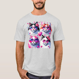 Katzen mit Herz-Brille-Shirt T-Shirt