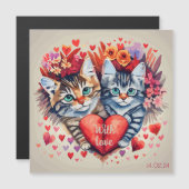 Katzen mit Herz Magnetkarte (Vorne/Hinten)