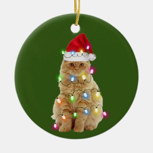 Katzen mit Hut Lights Weihnachten Keramik Ornament (Vorne)