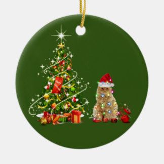Katzen mit Hutschuh Weihnachten Keramik Ornament