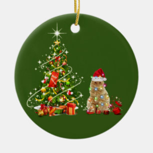 Katzen mit Hutschuhen Weihnachten Keramik Ornament