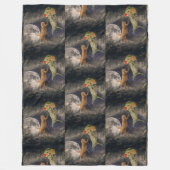 Katzen mit Mond und Universum Fleecedecke (Vorderseite)