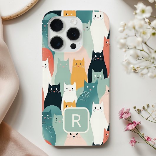 Katzen mit neutralem Muster iPhone Hülle