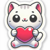 Katzen mit niedlichem Cartoon, die die Herzen Die  Aufkleber (Vorderseite)