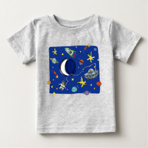 Katzen mit niedlichem Cartoon im Weltraum Baby T-shirt