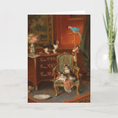Katzen mit Papagei spielen | Jules Le Roy Karte (Vorderseite)