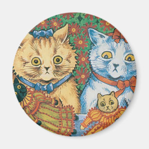 Katzen mit Puppen-Grafik durch Louis Wain Magnet