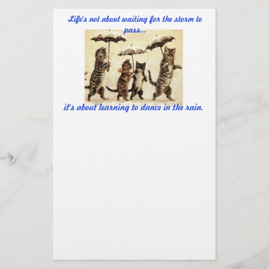 Katzen mit Regenschirmen im Regen stationär Briefpapier (Vorderseite)