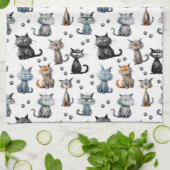 Katzen mit Schaukel- und Druckmuster Geschirrtuch (Gefaltet)