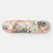 Katzen mit Schmetterlingen Rosa und Pastellfarben Skateboard (Horizontal)