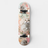 Katzen mit Schmetterlingen Rosa und Pastellfarben Skateboard (Vorderseite)