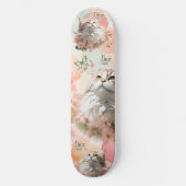 Katzen mit Schmetterlingen Rosa und Pastellfarben Skateboard (Vorderseite)