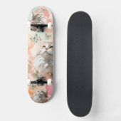 Katzen mit Schmetterlingen Rosa und Pastellfarben Skateboard (Vorderseite)