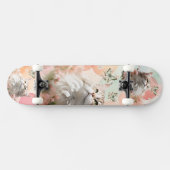 Katzen mit Schmetterlingen Rosa und Pastellfarben Skateboard (Horizontal)