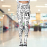 Katzen mit schwarzer und weißer Hand Leggings<br><div class="desc">Ein von Hand gezeichnet,  schwarz-weißes Zeichentrickwerk und ein Farbtupbild von Katzen,  die von der zeitgenössischen Künstlerin Julie Nicholls© erstellt wurden.</div>