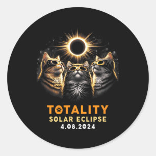 Katzen mit solarem Eclipse Gles 4.08.2024 Runder Aufkleber